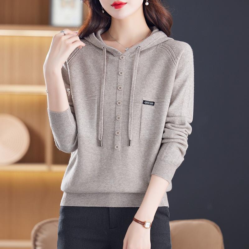 Вязаный свитшот с капюшоном для женщин на осень и зиму однотонный свитер с длинными рукавами и завязками и свободный пуловер и свитшот с капюшоном XL хаки
Вязаный свитшот с капюшоном для женщин на осень и зиму однотонный свитер с длинными рукавами и завязками и свободный пуловер и свитшот с капюшоном XL хаки