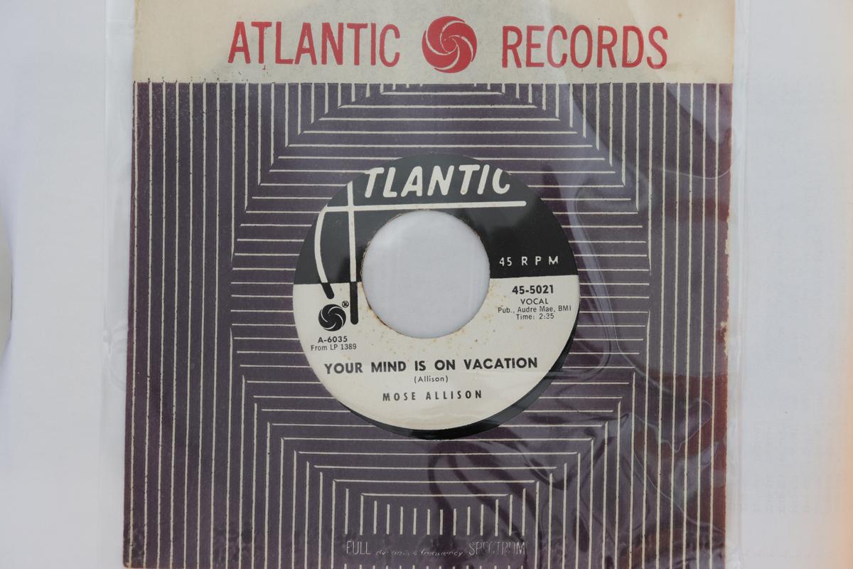 7inch Record MOSE ALLISON - Your Mind Is On Vacation 455021 Atlantic 1962 US Jazz Used
7inch Record MOSE ALLISON - Your Mind Is On Vacation 455021 Atlantic 1962 US Jazz Used