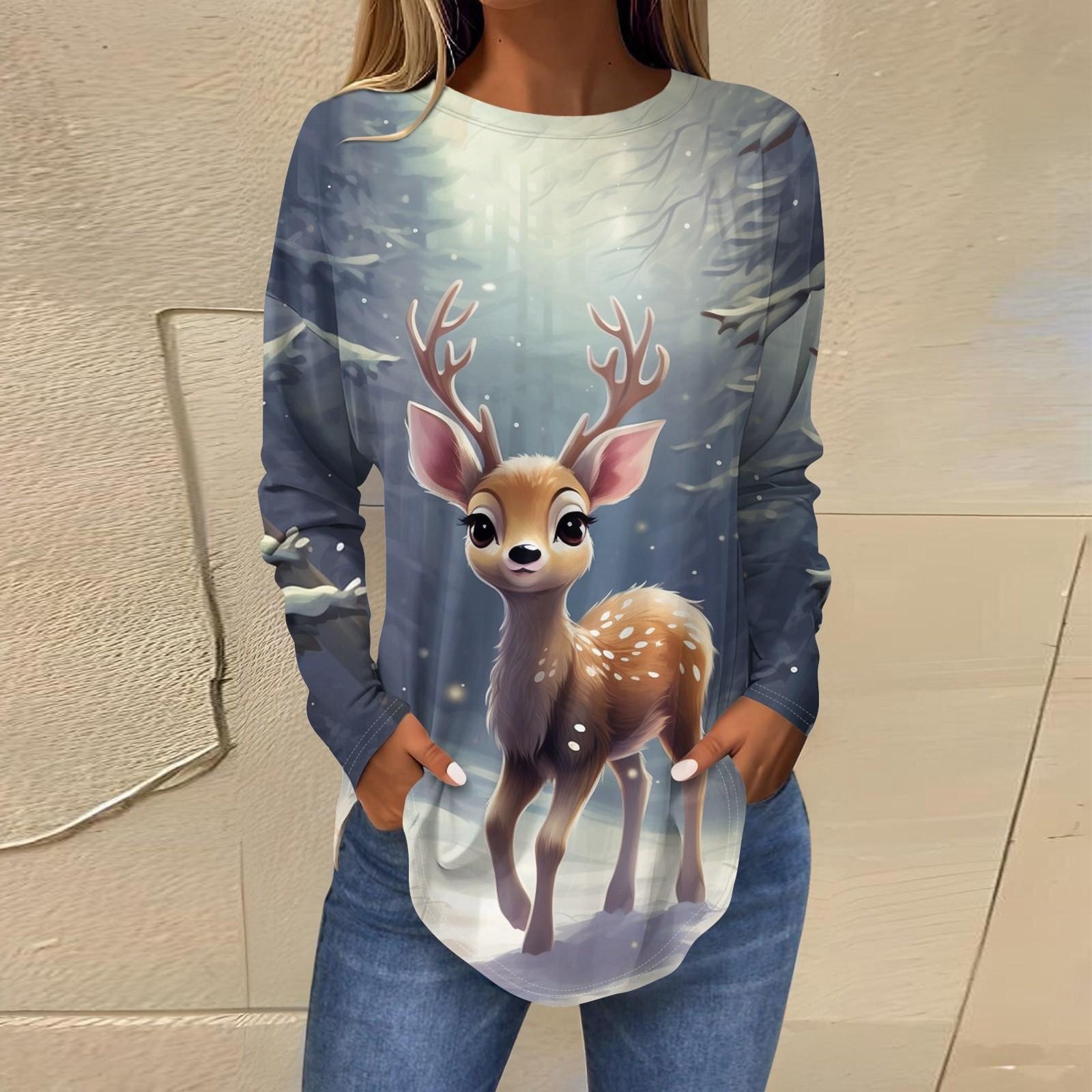 Футболки для женщин, осенние повседневные рубашки с длинными рукавами, толстовка с ретро-принтом, топ для рождественской вечеринки, пуловер XL
Футболки для женщин, осенние повседневные рубашки с длинными рукавами, толстовка с ретро-принтом, топ для рождественской вечеринки, пуловер XL