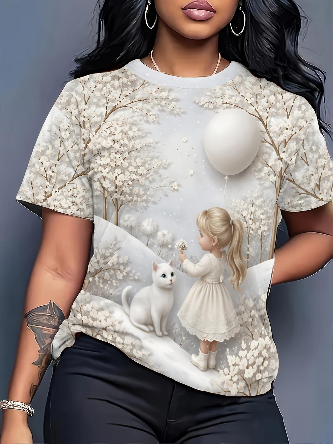 Cream White Embossed Print T-Shirt Fairy Tale Cat Floral Round Neck Top Suitable for Daily Commuting Weekend Dating Casual Outings S and The Fabric I 2XL дубильна кора
Cream White Embossed Print T-Shirt Fairy Tale Cat Floral Round Neck Top Suitable for Daily Commuting Weekend Dating Casual Outings S and The Fabric I 2XL дубильна кора