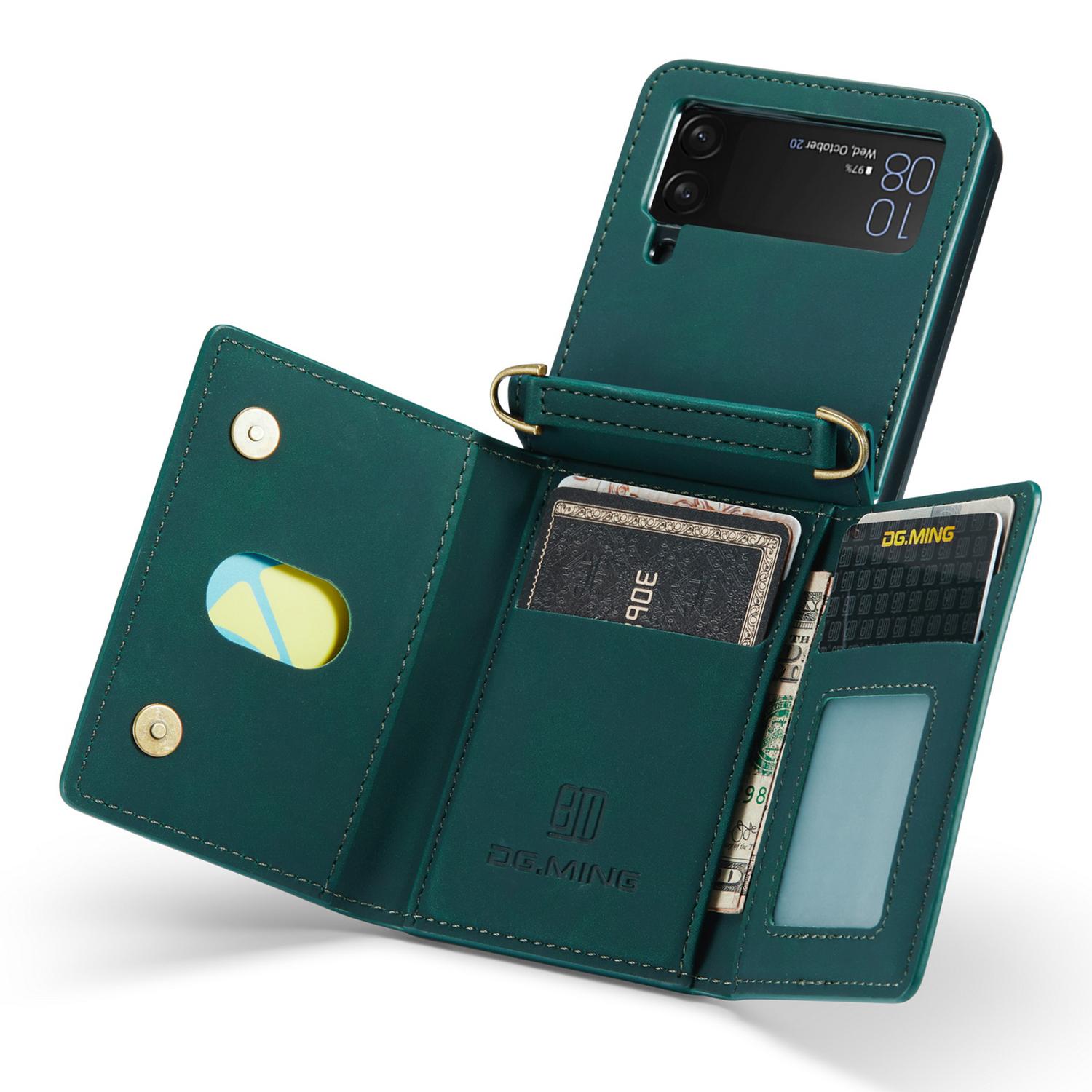 DG.MING M2 Series for Samsung Galaxy Z Flip4 5G Magnetic Leather+PC Phone Case Kickstand Wallet Cover with Shoulder Strap Green
DG.MING M2 Series for Samsung Galaxy Z Flip4 5G Magnetic Leather+PC Phone Case Kickstand Wallet Cover with Shoulder Strap Green