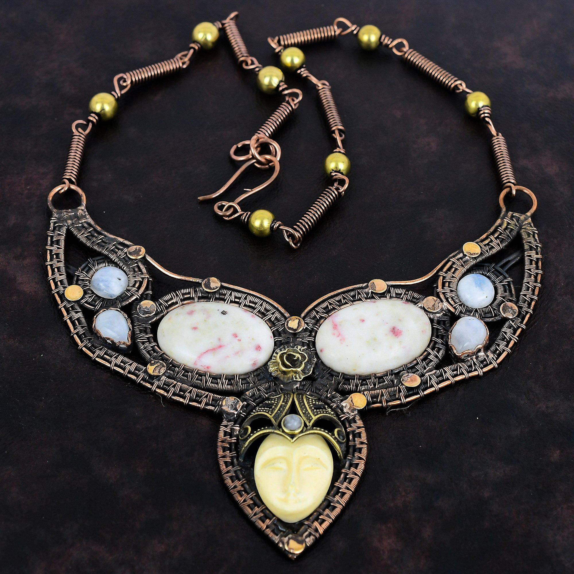 White Carved Bone Face Necklace Copper Wire Wrapped Necklace Adjustable Necklace Cinnabar And Moonstone Necklace Gemstone Handmade Jewelry Adjustable
White Carved Bone Face Necklace Copper Wire Wrapped Necklace Adjustable Necklace Cinnabar And Moonstone Necklace Gemstone Handmade Jewelry Adjustable