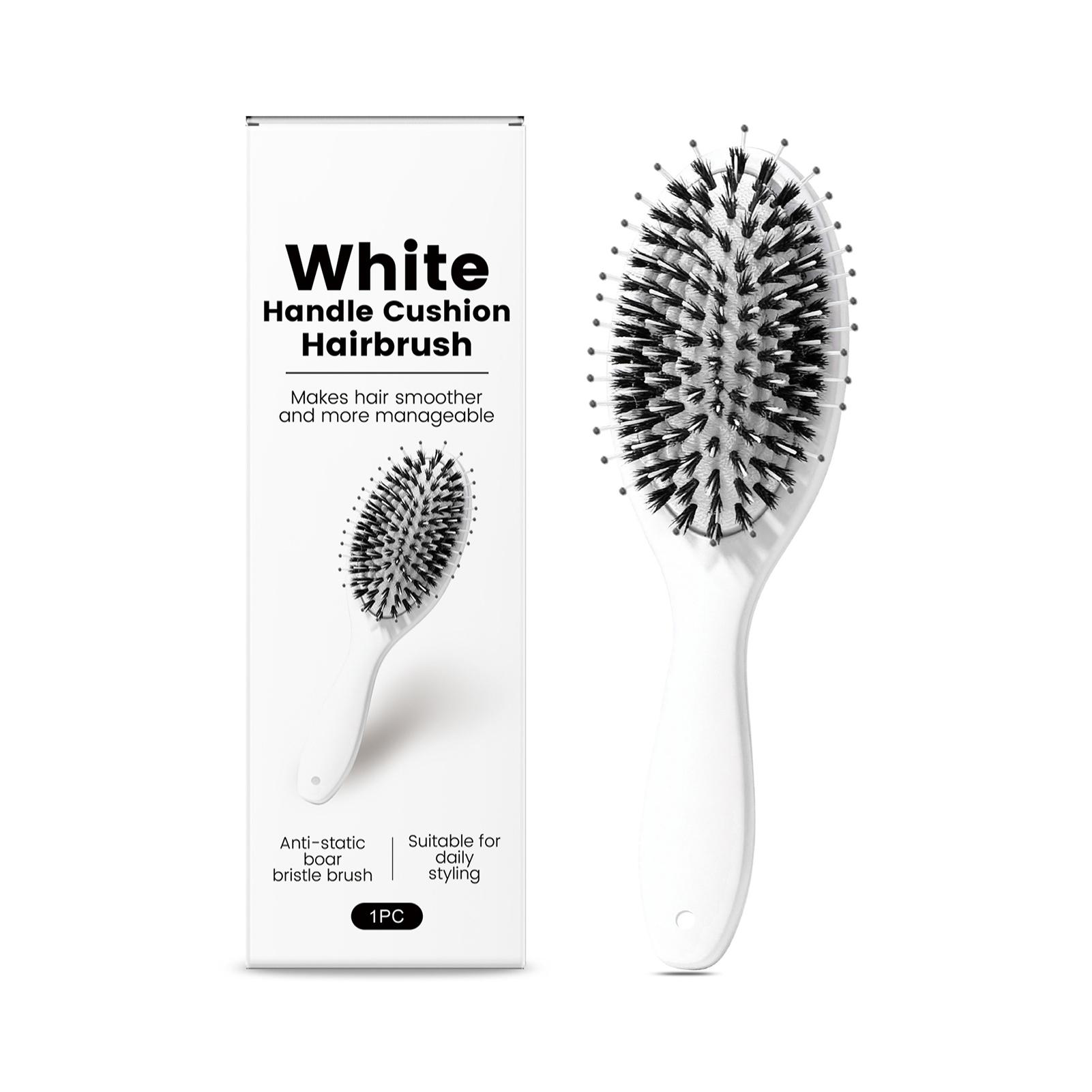 White Handle Cushion Bristle Hair Brush Nylon Boar Bristle Air Cushion Comb Scalp Massager Styling Brush for Home Travel Use
White Handle Cushion Bristle Hair Brush Nylon Boar Bristle Air Cushion Comb Scalp Massager Styling Brush for Home Travel Use