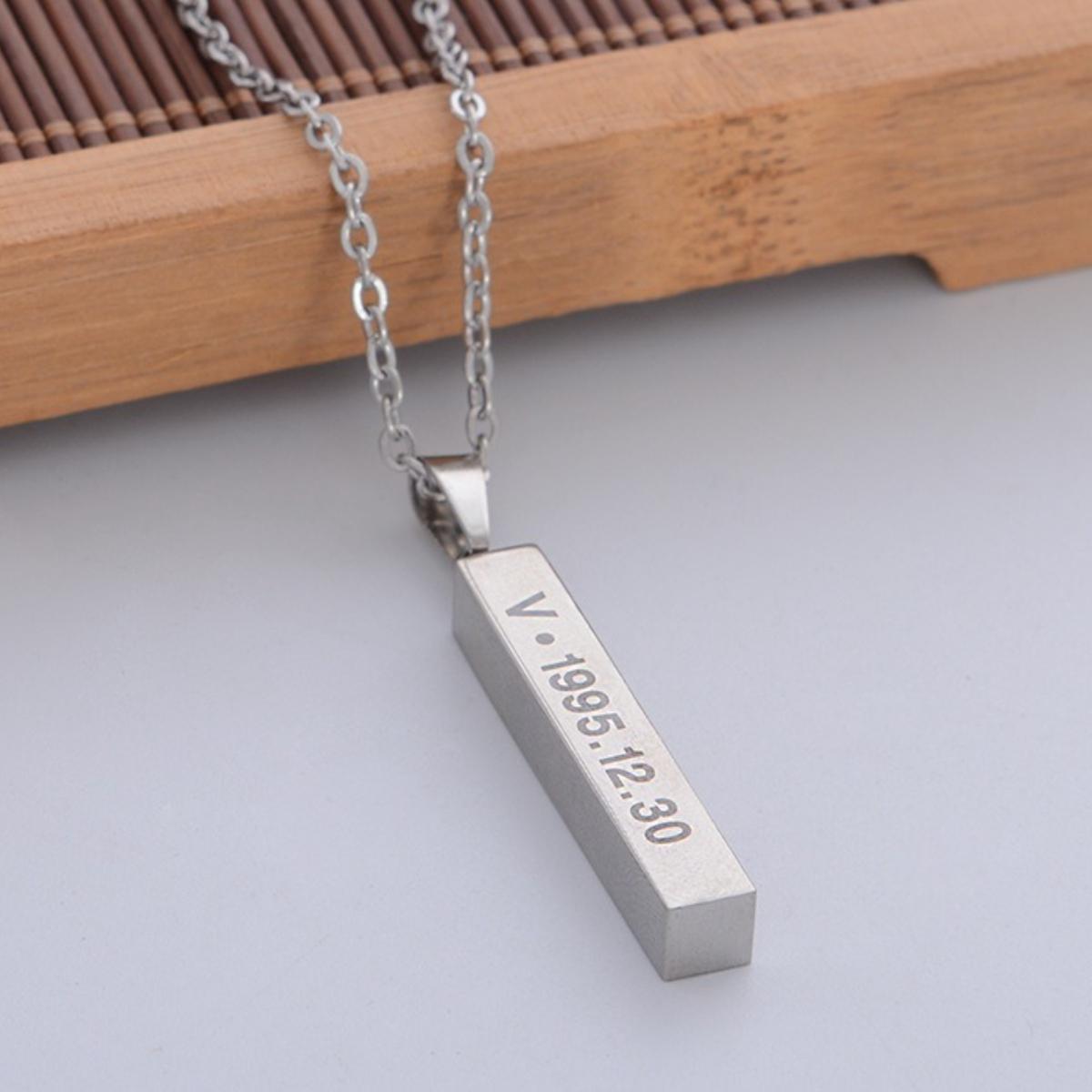 BTS Personalized Bar Necklace, Engraved with Member Name & Birthday/Debut Date, Pendant for ARMY Fans, Kpop Idol Jewelry Gift V
BTS Personalized Bar Necklace, Engraved with Member Name & Birthday/Debut Date, Pendant for ARMY Fans, Kpop Idol Jewelry Gift V