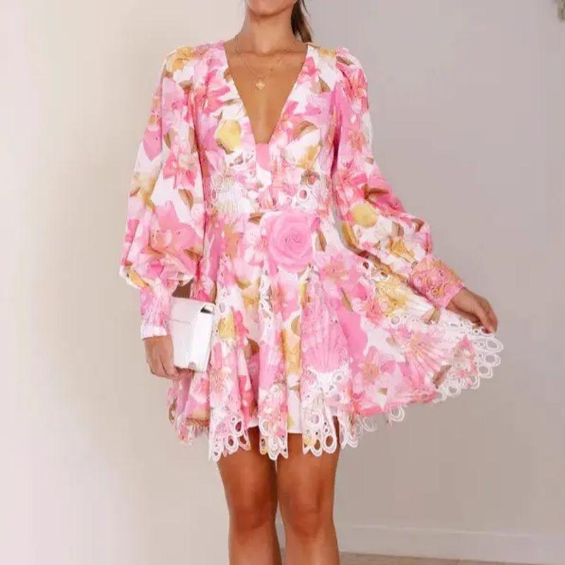 European and American Women Patchwork Print Dress Long sleeve Fashion French style Women Long Sleeve Printed Dress Pink XL
European and American Women Patchwork Print Dress Long sleeve Fashion French style Women Long Sleeve Printed Dress Pink XL