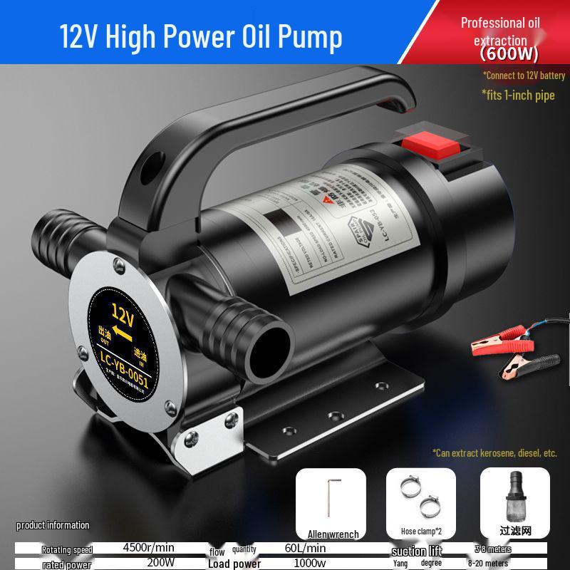 Sheng Electric Oil Extraction Pump: Forward/Reverse 12V/24V/220V, Self-Priming Diesel Fuel Dispenser Clamp Bottle, 12V, 600W Unit
Sheng Electric Oil Extraction Pump: Forward/Reverse 12V/24V/220V, Self-Priming Diesel Fuel Dispenser Clamp Bottle, 12V, 600W Unit