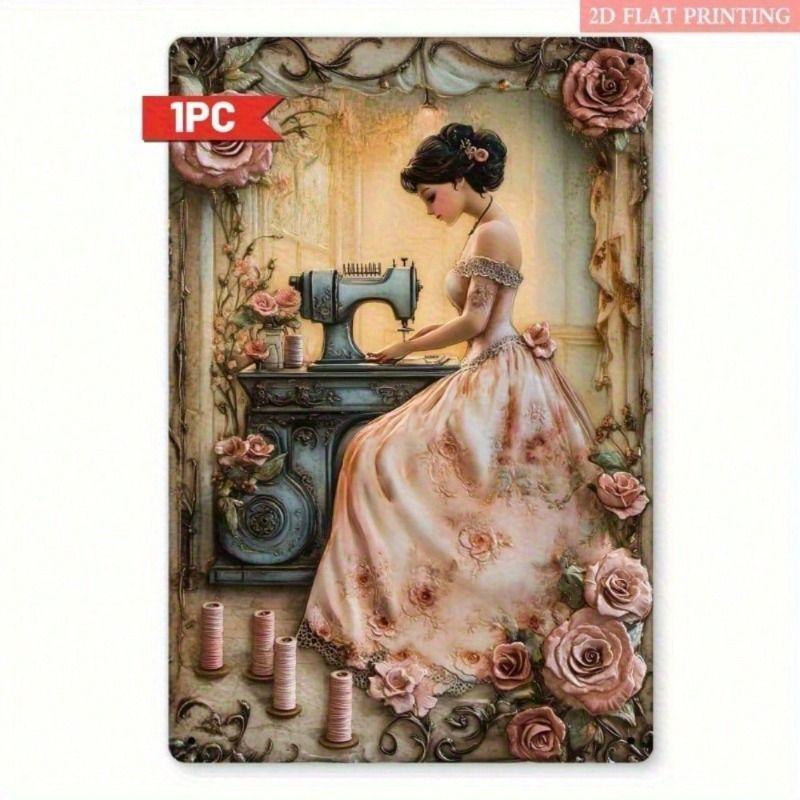 Vintage Sewing Machine Lady Rose Metal Poster Wall Art Gift
Vintage Sewing Machine Lady Rose Metal Poster Wall Art Gift