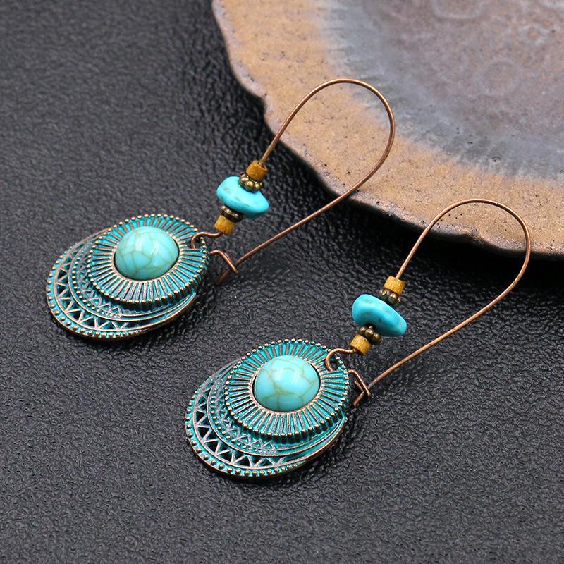 GemChic Women s New Vintage Round Hollow Alloy Turquoise Earrings Ethnic Fashion Hook Earrings Birthday Christmas Jewelry Gift
GemChic Women s New Vintage Round Hollow Alloy Turquoise Earrings Ethnic Fashion Hook Earrings Birthday Christmas Jewelry Gift
