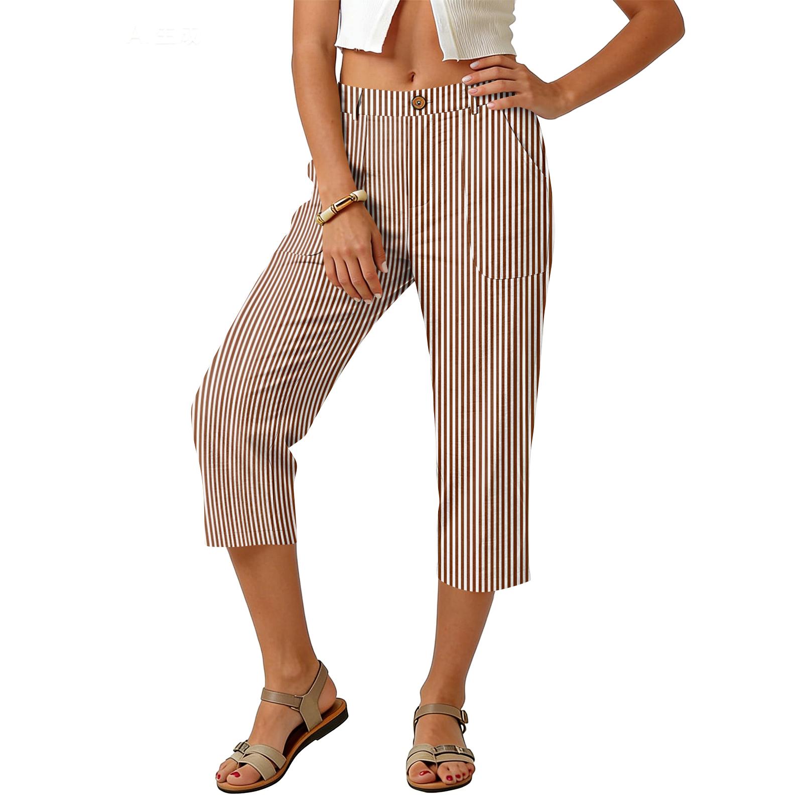 Women’s Cropped Pants Vertical Stripe Print High Waist Wide Leg Trousers with Button Closure and Side Pockets for Daily Wear S червоний
Women’s Cropped Pants Vertical Stripe Print High Waist Wide Leg Trousers with Button Closure and Side Pockets for Daily Wear S червоний