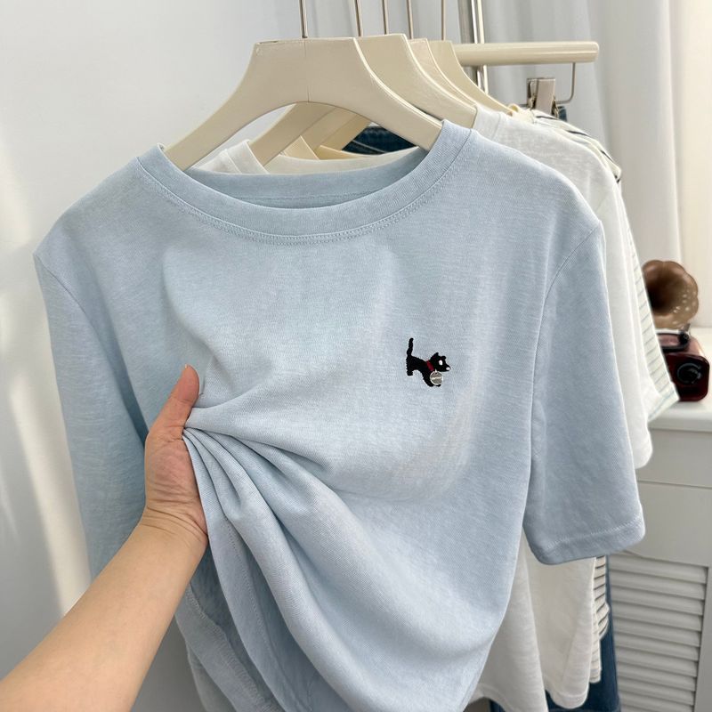 ZDM Plus size 150.00kg Slub Cotton Stripe Short sleeve T-shirt Women Summer Idle Style Simple Embroidery Loose Top Ins Milk Blue 2XL Recommended 70kg-80kg
ZDM Plus size 150.00kg Slub Cotton Stripe Short sleeve T-shirt Women Summer Idle Style Simple Embroidery Loose Top Ins Milk Blue 2XL Recommended 70kg-80kg