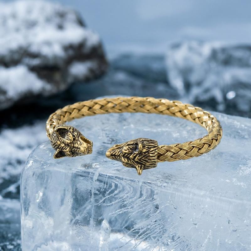 Nordic Viking Double Wolf-Head Braided Open Bangle Vintage Men s Stainless Steel Bracelet Halloween Haunted House Jewelry
Nordic Viking Double Wolf-Head Braided Open Bangle Vintage Men s Stainless Steel Bracelet Halloween Haunted House Jewelry