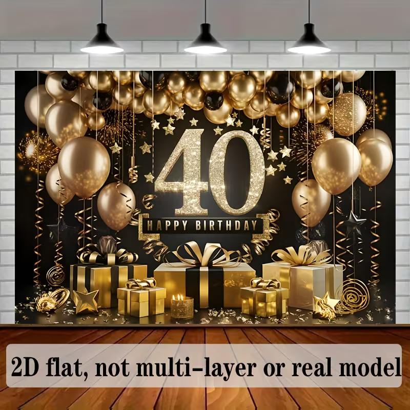 2D 40th Birthday Backdrop Black Gold Glitter - 40 Years Old Party Photography Background 47.2x31.5inch/120*80cm
2D 40th Birthday Backdrop Black Gold Glitter - 40 Years Old Party Photography Background 47.2x31.5inch/120*80cm