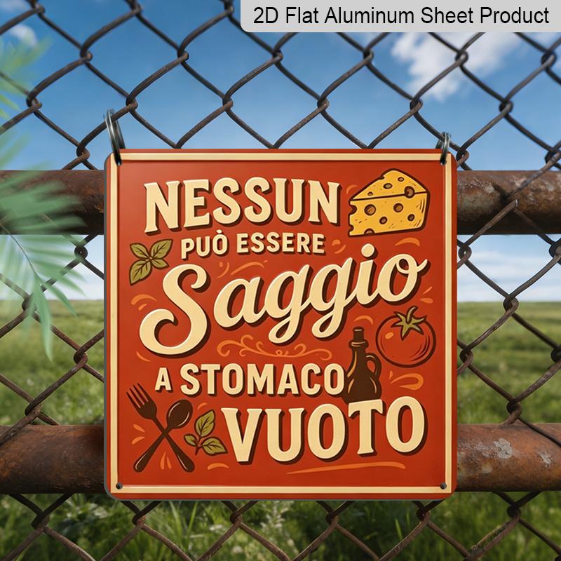 2D Flat, 1pc Vintage Italian Metal Wall Art Sign- No One Can Be Lazy on An Empty Stomach Vintage Decorative Sign, Frameless, Suitable Home, Garden 20*20cm
2D Flat, 1pc Vintage Italian Metal Wall Art Sign- No One Can Be Lazy on An Empty Stomach Vintage Decorative Sign, Frameless, Suitable Home, Garden 20*20cm