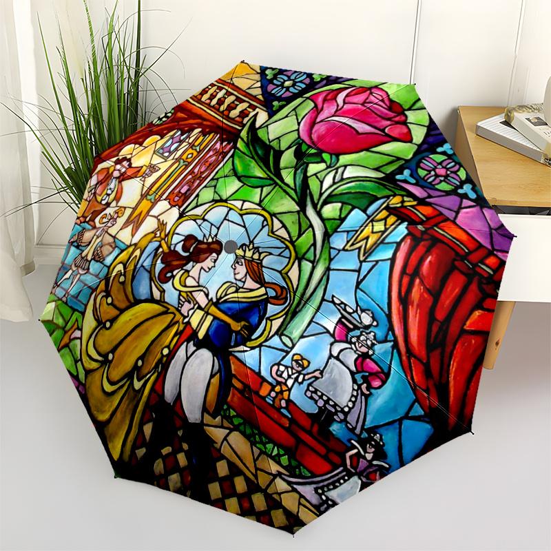 1pc Stained Glass Beauty and the Beast Scene Automatic Opening Folding Umbrella - 8 Rib Iron Frame Outdoor Umbrella, Perfect Gift for Fans,
1pc Stained Glass Beauty and the Beast Scene Automatic Opening Folding Umbrella - 8 Rib Iron Frame Outdoor Umbrella, Perfect Gift for Fans,