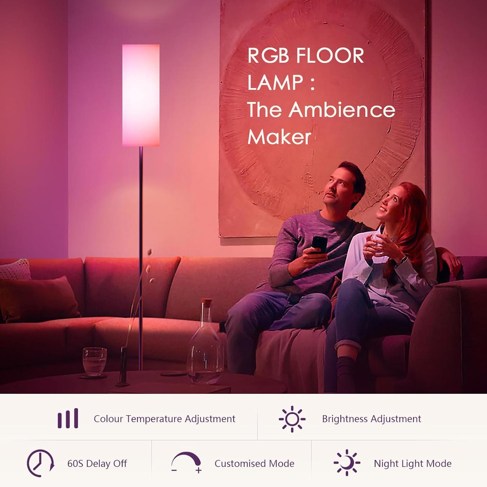 Современный торшер, стоячий высокий светильник со светодиодами RGB + CCT, лампой с дистанционным управлением через приложение для телефона, подключенным к BT
Современный торшер, стоячий высокий светильник со светодиодами RGB + CCT, лампой с дистанционным управлением через приложение для телефона, подключенным к BT