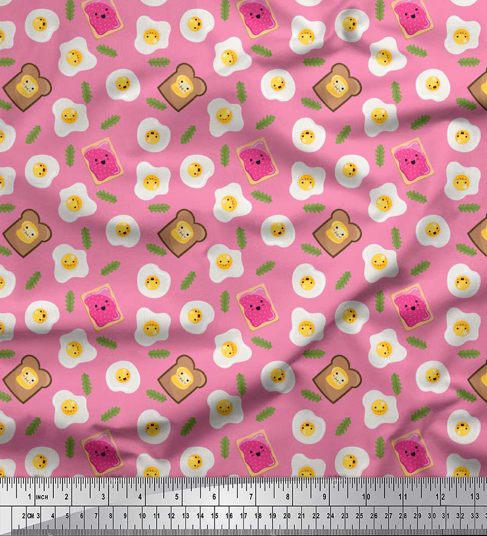 Soimoi Pink Japan Crepe Satin Fabric Omlet & Bread Slice Food Print Тканина на метр 42 дюйма 42 Inch Wide - Poly Crepe рожевий
Soimoi Pink Japan Crepe Satin Fabric Omlet & Bread Slice Food Print Тканина на метр 42 дюйма 42 Inch Wide - Poly Crepe рожевий