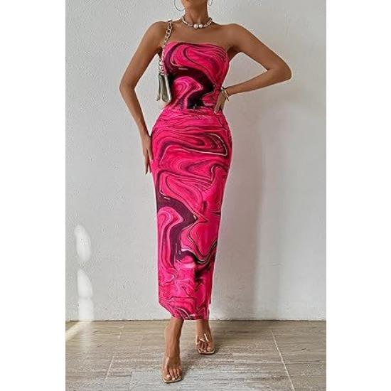 IHUASU Лето-весна однотонное женское платье без рукавов с высокой талией и принтом с верхним вырезом M