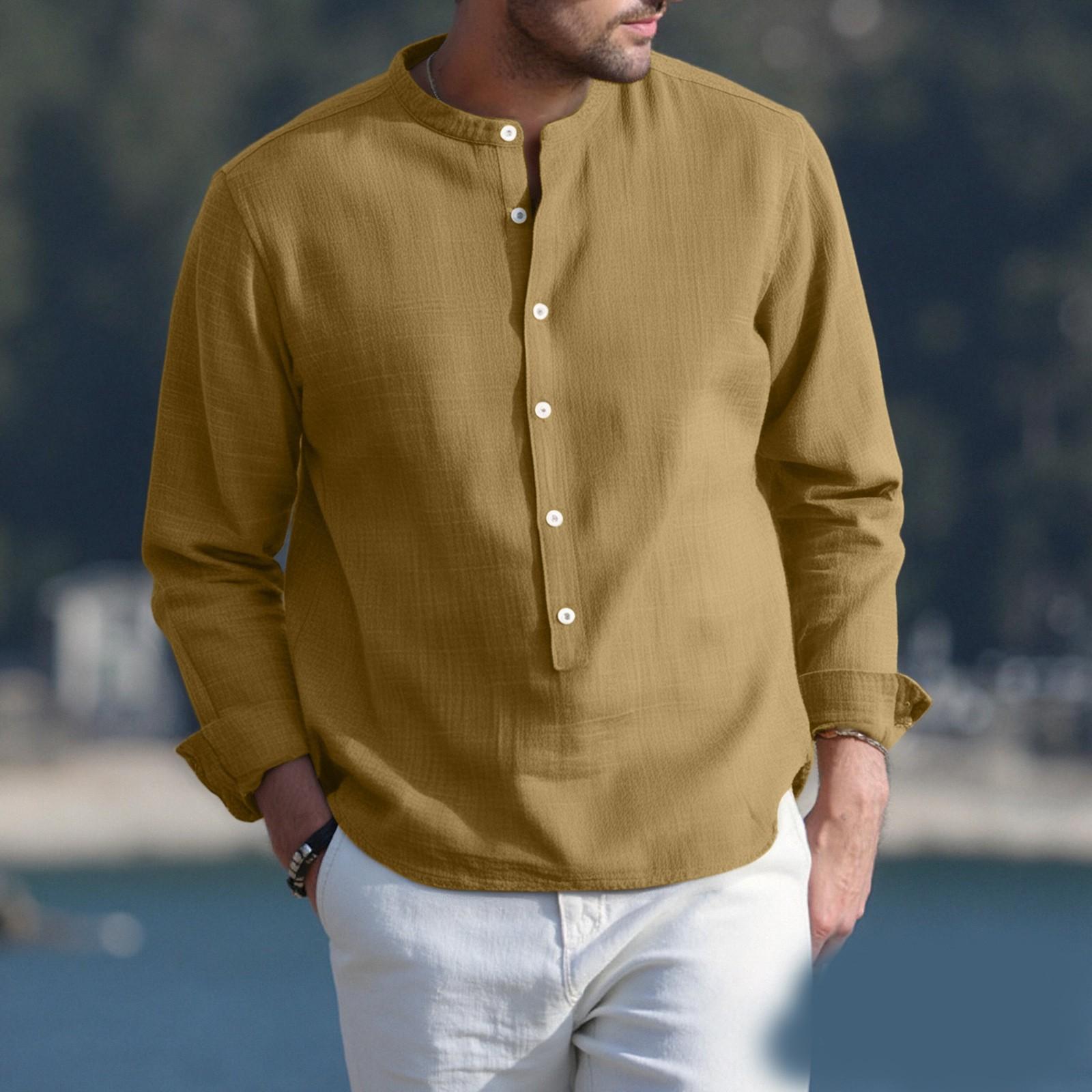 Мужская повседневная рубашка-пуловер с воротником-стойкой, тонкая футболка из хлопка и льна в стиле ретро XL жёлтый
Мужская повседневная рубашка-пуловер с воротником-стойкой, тонкая футболка из хлопка и льна в стиле ретро XL жёлтый