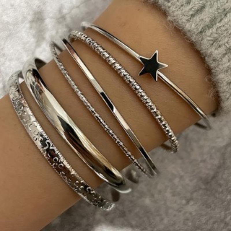 6 Pieces/set of Vintage Copper Color Patterned Star Opening Women s Bracelets, Fashionable and Trendy Daily Party Zircon Gifts
6 Pieces/set of Vintage Copper Color Patterned Star Opening Women s Bracelets, Fashionable and Trendy Daily Party Zircon Gifts
