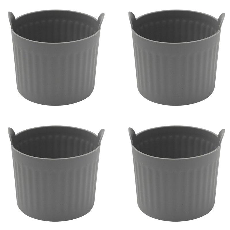 4 шт. силиконовых формочек для яиц во фритюрнице - антипригарные, без бисфенола А, для идеальных яиц-пашот в микроволновой печи и на плите - можно мыть в посудомоечной машине серый