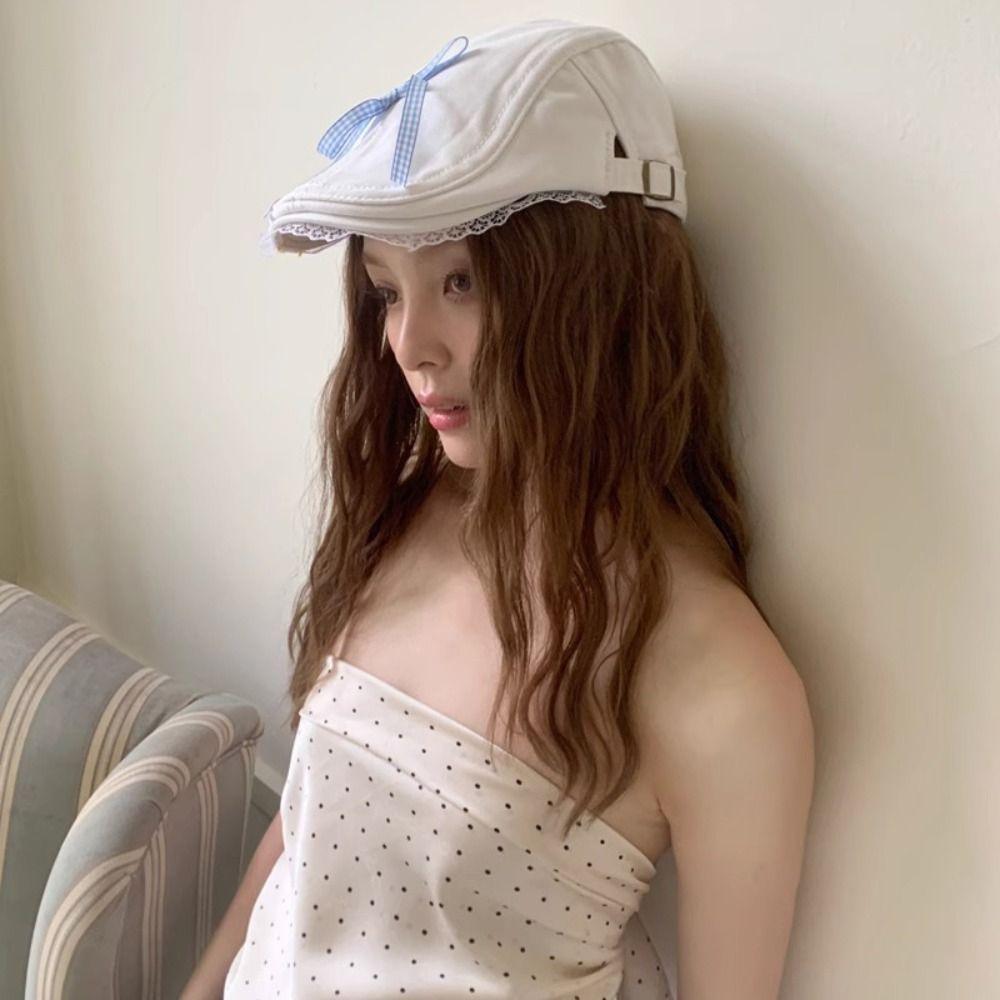 Sunscreen Plaid Bow Sun Hat Sun Protection Ribbon Newsboy Flat Cap Breathable Lace Edge Cap Famale білий
Sunscreen Plaid Bow Sun Hat Sun Protection Ribbon Newsboy Flat Cap Breathable Lace Edge Cap Famale білий