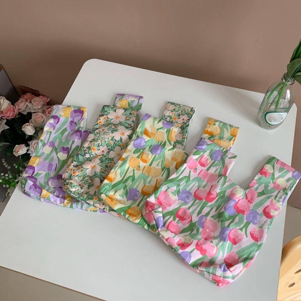 Сумка в японском стиле с цветочным принтом, большая вместительная маленькая сумка-тюльпан, уличная одежда