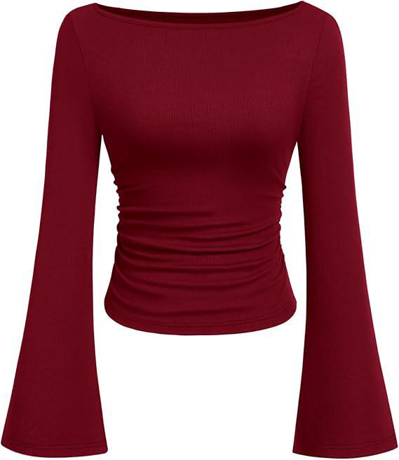 Autumn Slim Fit Women s Boat Neck Bell Sleeve Ruched Top - Solid Color, Long Sleeve XXL
Autumn Slim Fit Women s Boat Neck Bell Sleeve Ruched Top - Solid Color, Long Sleeve XXL