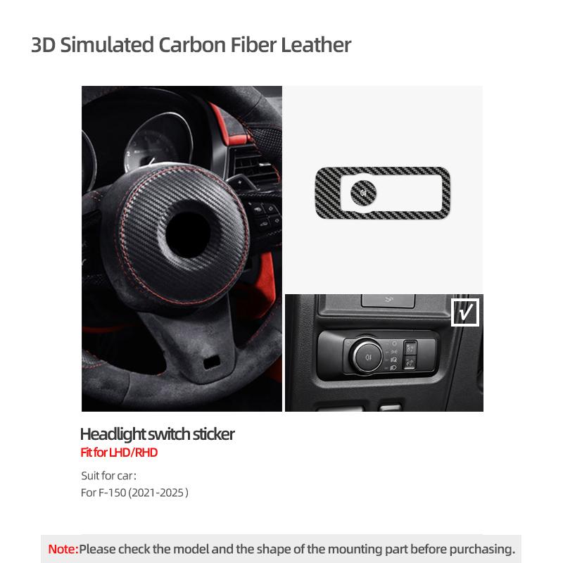 Made of Alcantara Betterhumz For Ford F-150 SVT Raptor -2025 Car Headlight Lamp Switch Trim Sticker Car Interior Accessories Carbon Fiber Leather
Made of Alcantara Betterhumz For Ford F-150 SVT Raptor -2025 Car Headlight Lamp Switch Trim Sticker Car Interior Accessories Carbon Fiber Leather