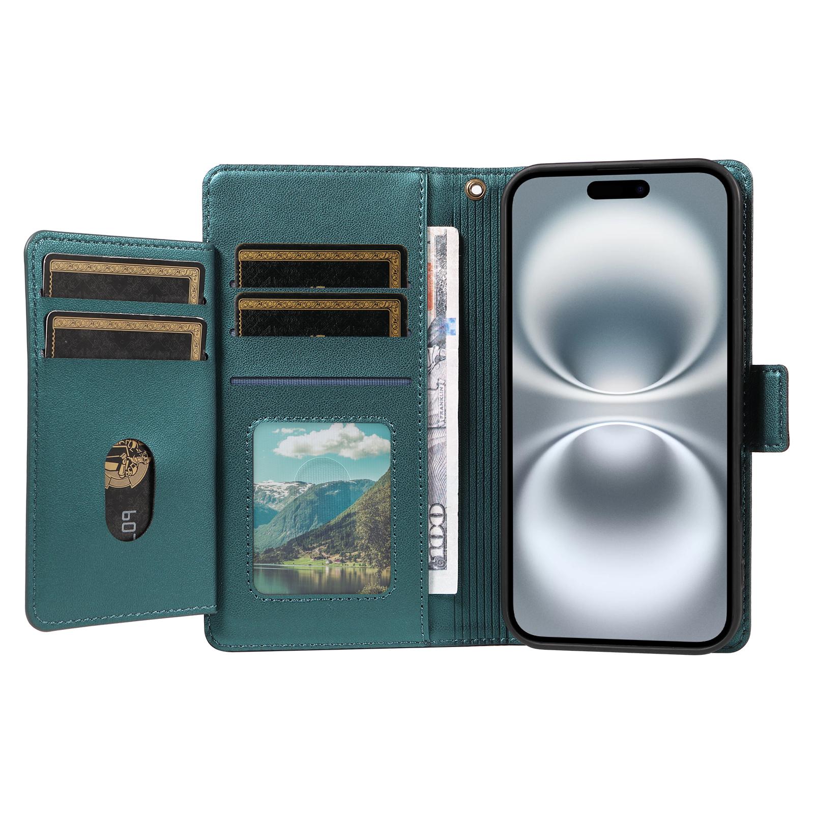 For iPhone 16 Case with Multi-Card Holder and Strap PU Leather Phone Cover Stand Wine Red
For iPhone 16 Case with Multi-Card Holder and Strap PU Leather Phone Cover Stand Wine Red