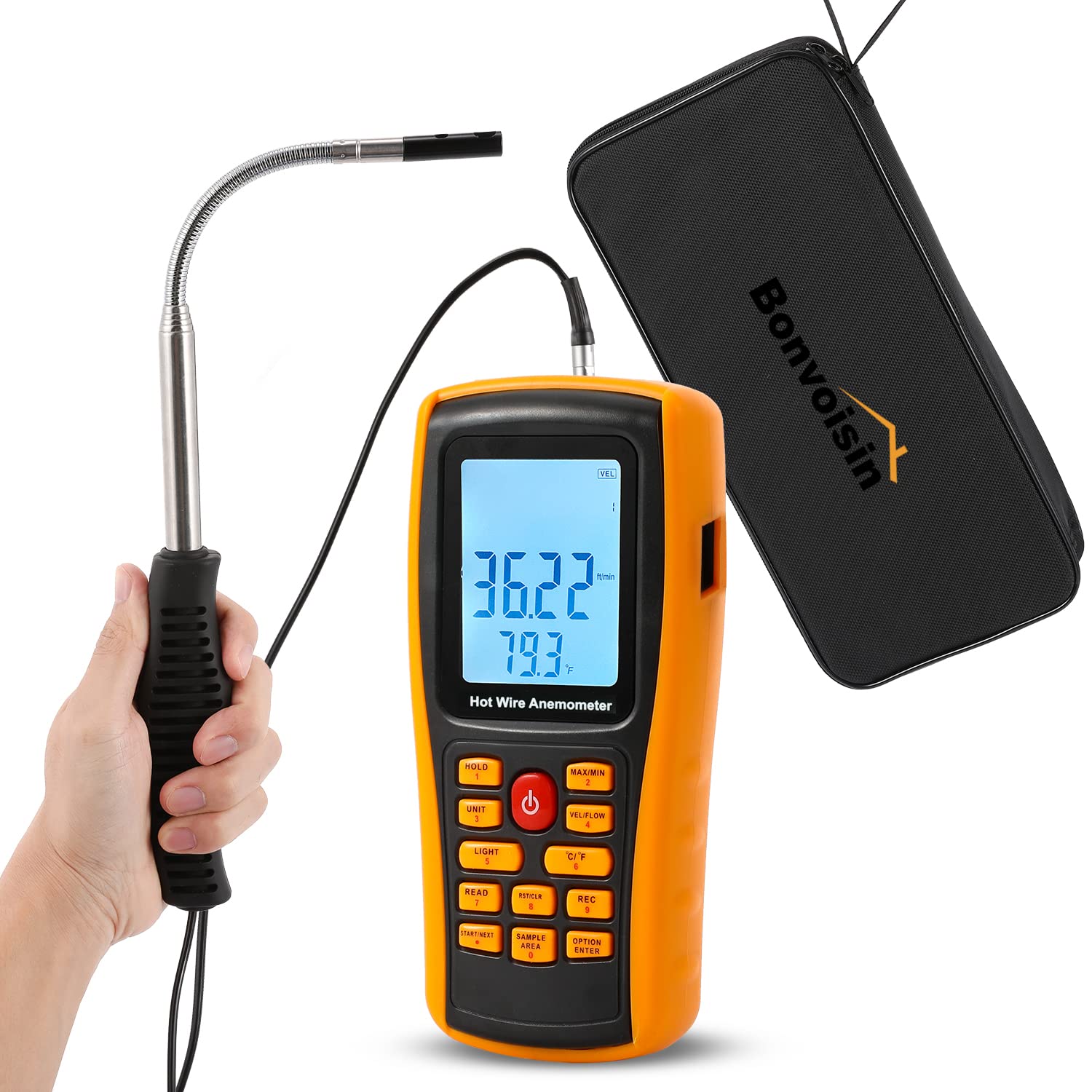 Bonvoisin Digital Air Flow Hot Wire, оснащений батареєю, що працює від батареї, невеликий витратомір повітря з японським ручним анемометром, лічильник, тип, помаранчевий
Bonvoisin Digital Air Flow Hot Wire, оснащений батареєю, що працює від батареї, невеликий витратомір повітря з японським ручним анемометром, лічильник, тип, помаранчевий