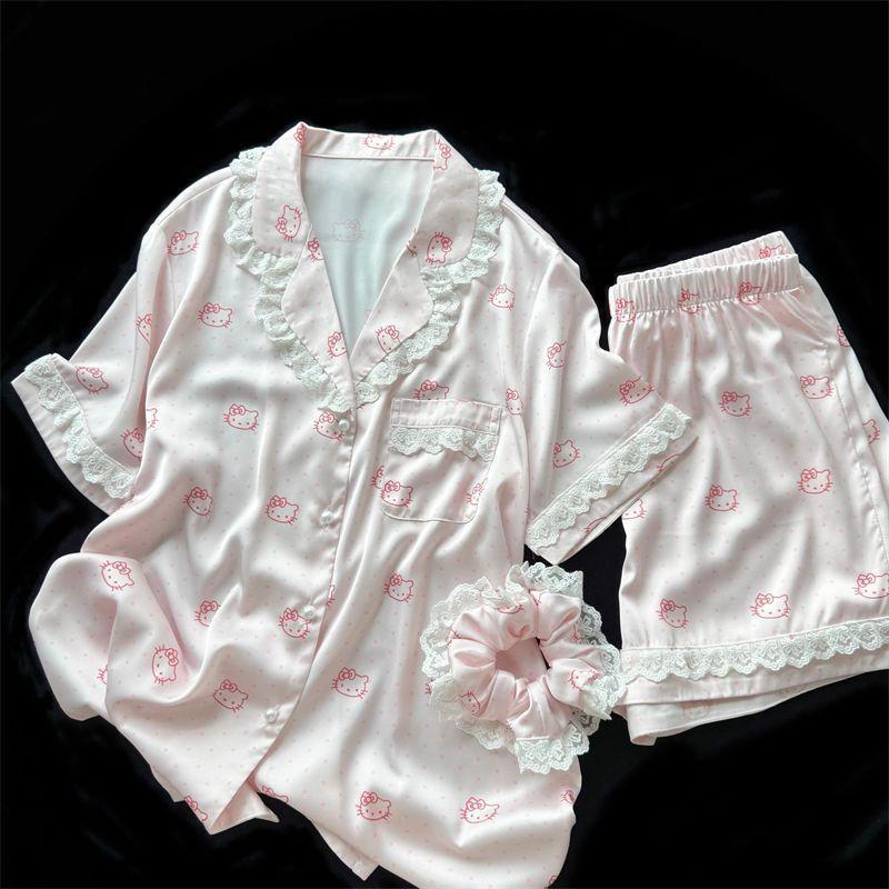 Korean version of premium pink polka dot Hello Kitty pajamas women s summer lace short-sleeved shorts set loungewear S
Korean version of premium pink polka dot Hello Kitty pajamas women s summer lace short-sleeved shorts set loungewear S