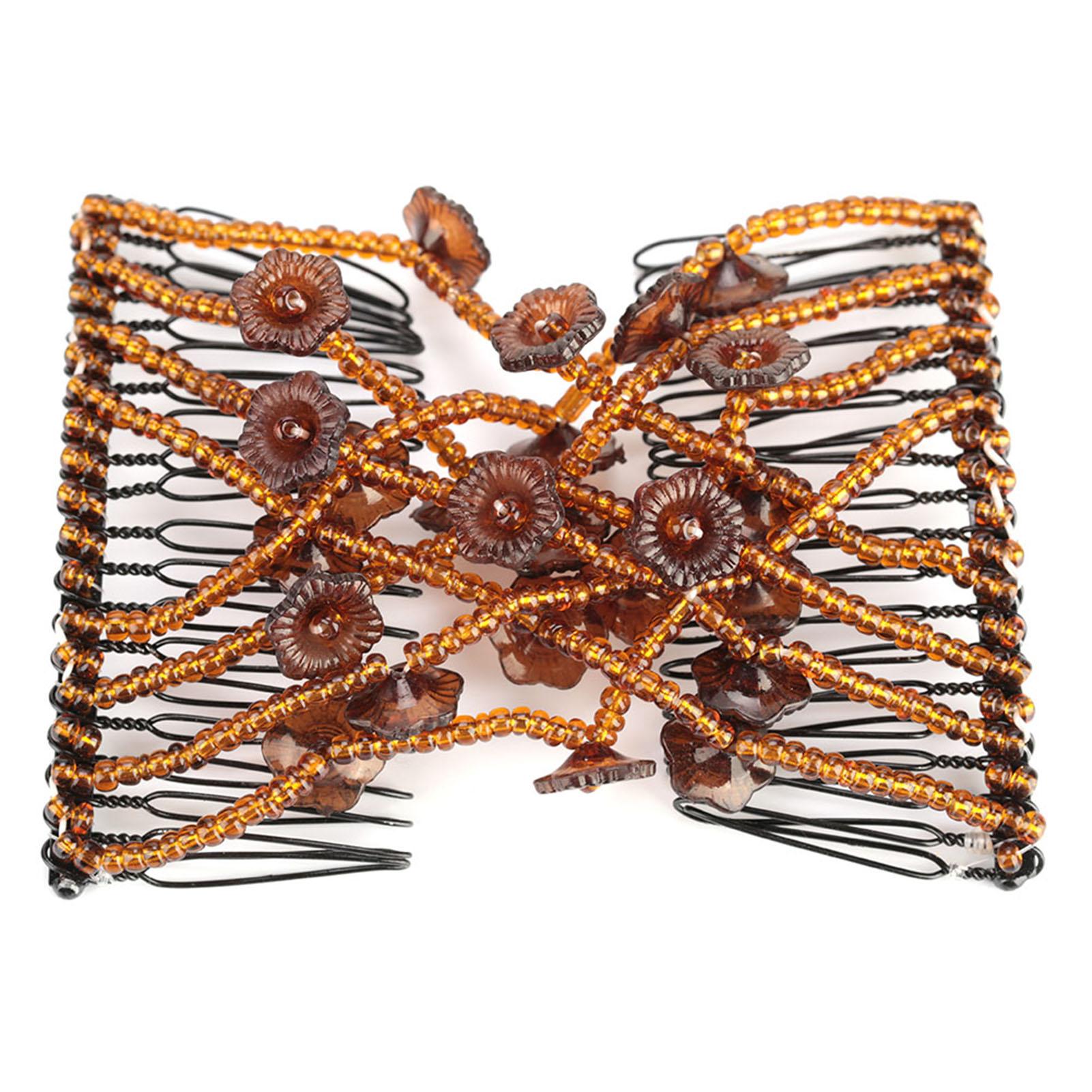 Ladies Party Hair Styling Double Slide Stretchy Flower Beads Clip Hiar Comb Cip Coffee
Ladies Party Hair Styling Double Slide Stretchy Flower Beads Clip Hiar Comb Cip Coffee