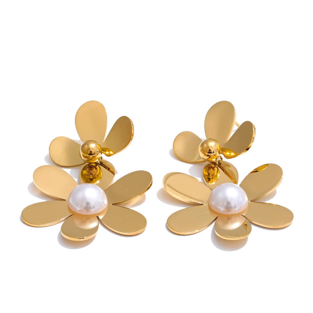 Yhpup Stainless Steel Glossy Metal Flower Pearls Drop Earrings for Women Versatile Fashion Statement Jewelry Accessories New
Yhpup Stainless Steel Glossy Metal Flower Pearls Drop Earrings for Women Versatile Fashion Statement Jewelry Accessories New