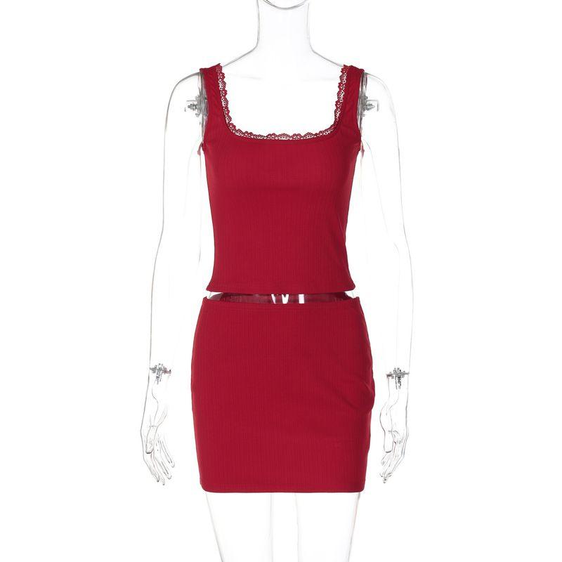 Lace Top, Hip Hugging Short Skirt Set Lace Square Collar Top Hip Skirt Red S
Lace Top, Hip Hugging Short Skirt Set Lace Square Collar Top Hip Skirt Red S