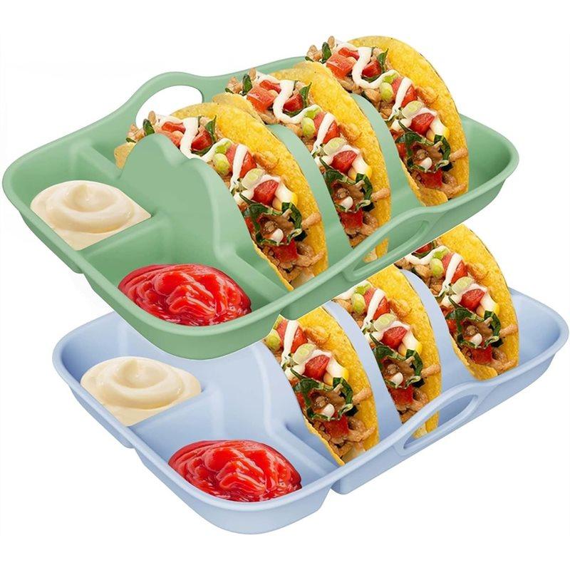 HHO-Set Of 2 Silicone Taco Holder Plates Featuring Dividers& Dip Trays, 10-Pack Non-Slip Stand With Carry Handles
HHO-Set Of 2 Silicone Taco Holder Plates Featuring Dividers& Dip Trays, 10-Pack Non-Slip Stand With Carry Handles