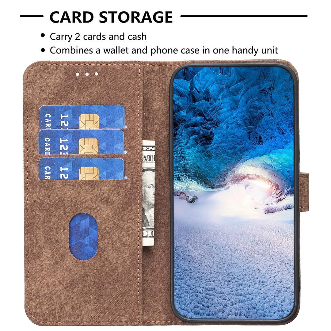 Imprinted Rhombus PU Leather Case for iPhone 15,Drop-Proof Stand Wallet Phone Cover Brown
Imprinted Rhombus PU Leather Case for iPhone 15,Drop-Proof Stand Wallet Phone Cover Brown