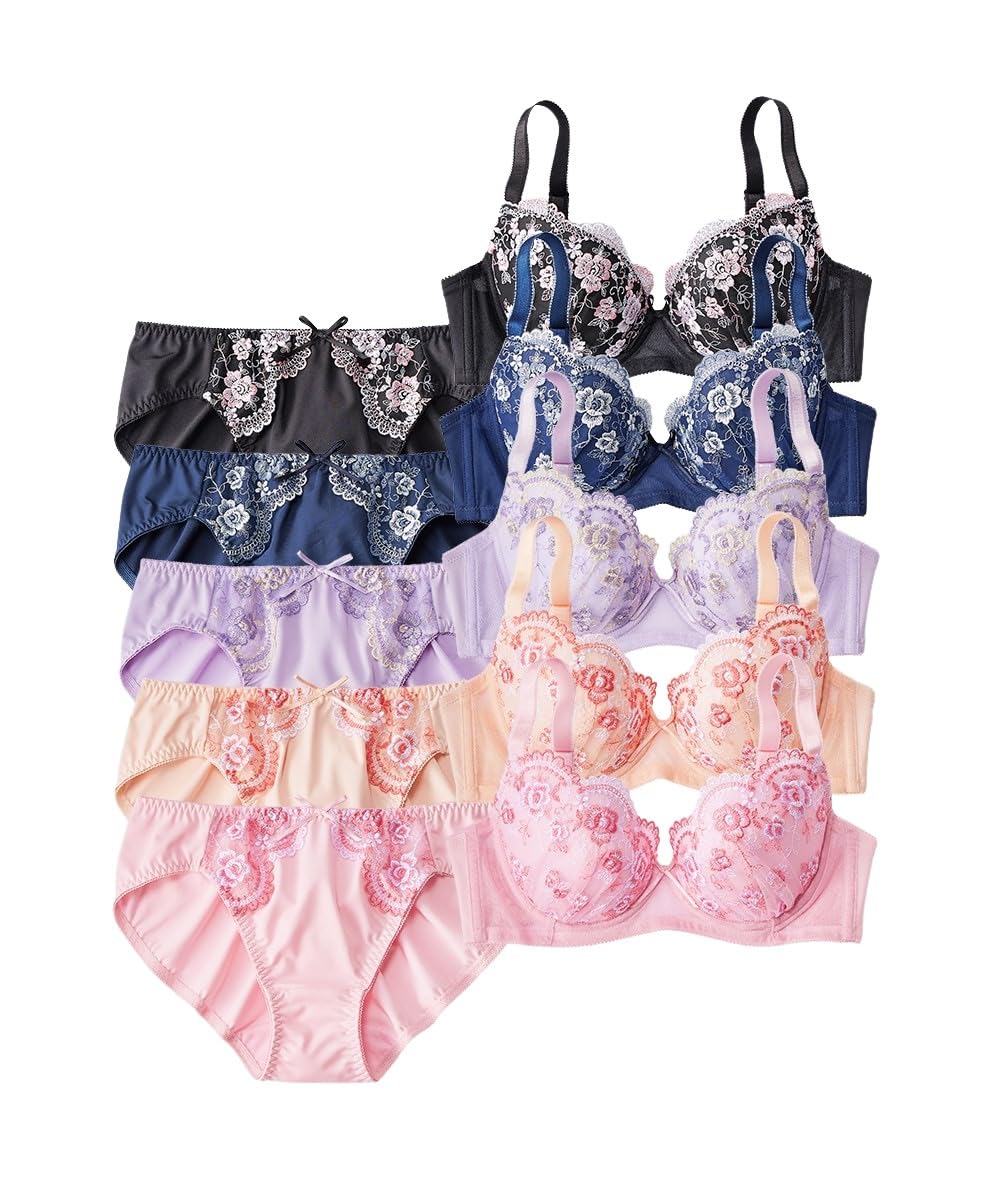 Nissen Innerwear Small Floral Embroidered Bra and Panties Set (5-Piece Set) (Feminine Colors) E80/L
Nissen Innerwear Small Floral Embroidered Bra and Panties Set (5-Piece Set) (Feminine Colors) E80/L