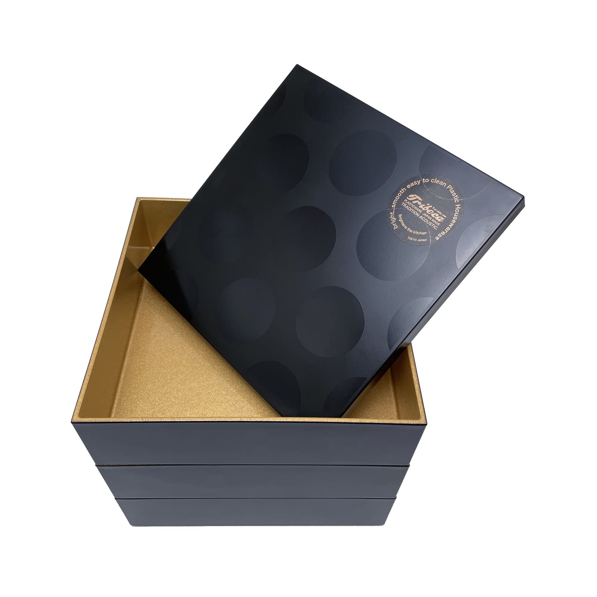 Tradition Acoustic TRIBECA 3-Tiered Jubako Box, Black/Gold Dot Design, 18cm, Made in Japan
Tradition Acoustic TRIBECA 3-Tiered Jubako Box, Black/Gold Dot Design, 18cm, Made in Japan