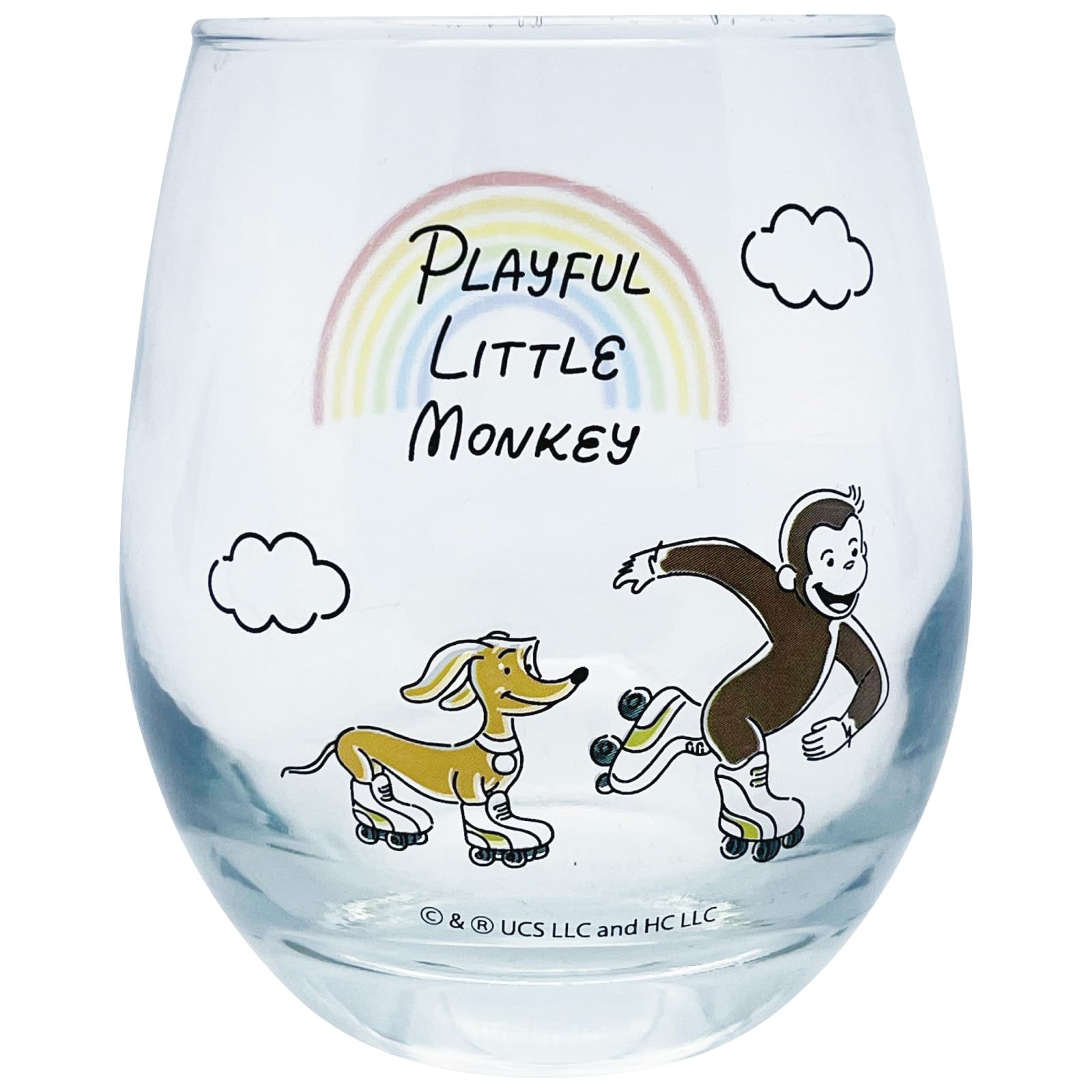 Sun Art Curious George 3D Glass Simple Line Rainbow 330ml Made in Japan SAN4274 Approx.