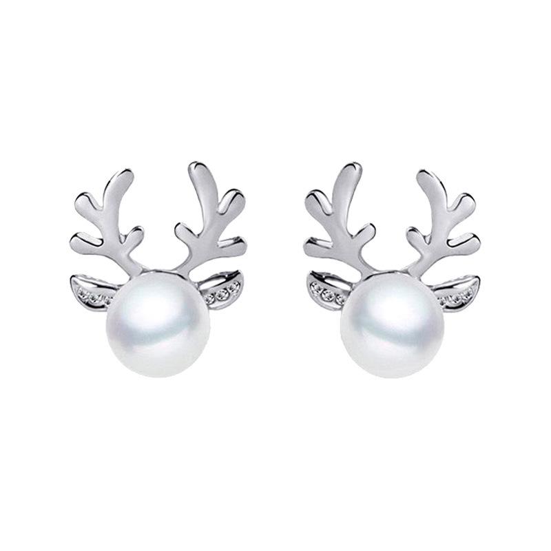 European & American Fashion Rhinestone Pearl Antler Stud Earrings – Christmas Gift срібний
European & American Fashion Rhinestone Pearl Antler Stud Earrings – Christmas Gift срібний