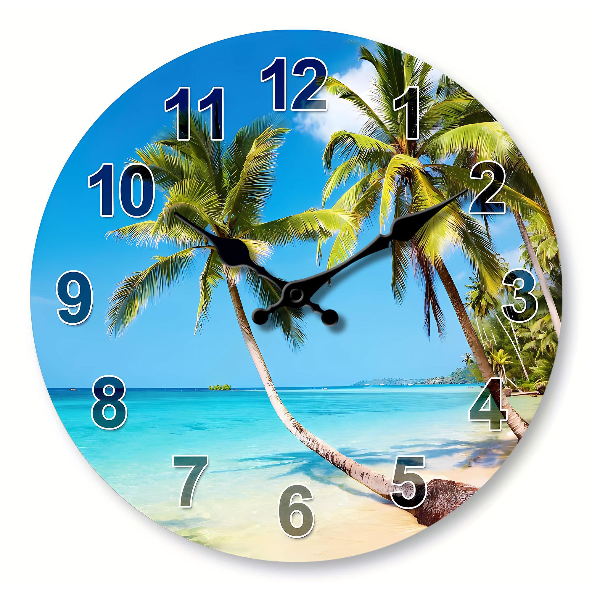 1pc round wooden wall clock, tropical summer blue Sky beach and coconut tree design wall clock, silent clock, for living room be 10 inch
1pc round wooden wall clock, tropical summer blue Sky beach and coconut tree design wall clock, silent clock, for living room be 10 inch