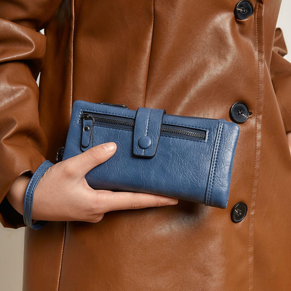 New women s wallet soft leather fashion zipper buckle clutch multi-functional long wallet синій колір
New women s wallet soft leather fashion zipper buckle clutch multi-functional long wallet синій колір