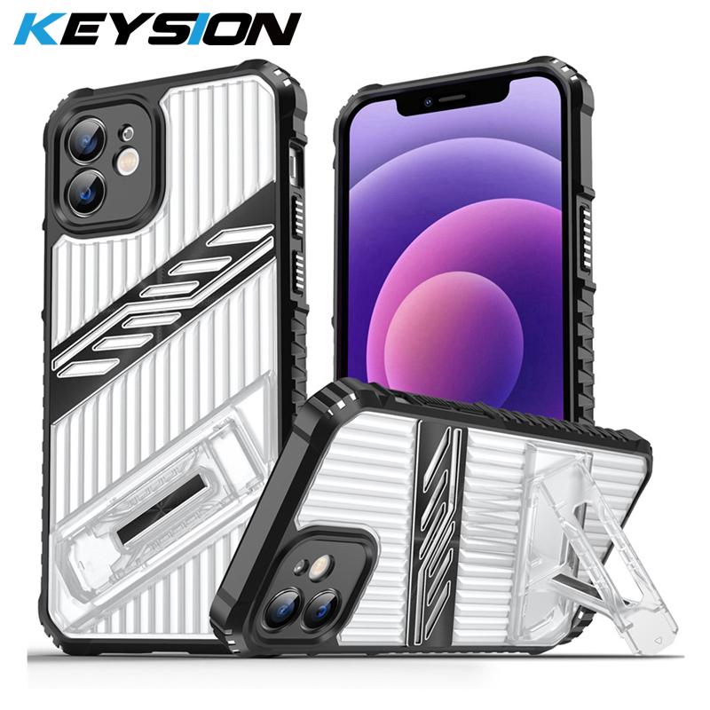KEYSION Shockproof Case for iPhone 12 Pro Max Transparent PC+Silicone KickStand Anti-skid Phone Back Cover for iPhone 11 for iPhone 11 сірий колір/чорний
KEYSION Shockproof Case for iPhone 12 Pro Max Transparent PC+Silicone KickStand Anti-skid Phone Back Cover for iPhone 11 for iPhone 11 сірий колір/чорний