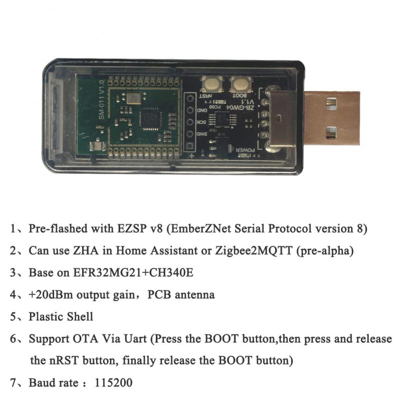 ZigBee 3.0 ZB-GW04 USB-ключ Бездротовий аналізатор шлюзу Zigbee Zigbee2MQTT Захоплення інтерфейсу USB ZHA NCP Home Assistant openHAB ZigBee USB Dongle
ZigBee 3.0 ZB-GW04 USB-ключ Бездротовий аналізатор шлюзу Zigbee Zigbee2MQTT Захоплення інтерфейсу USB ZHA NCP Home Assistant openHAB ZigBee USB Dongle
