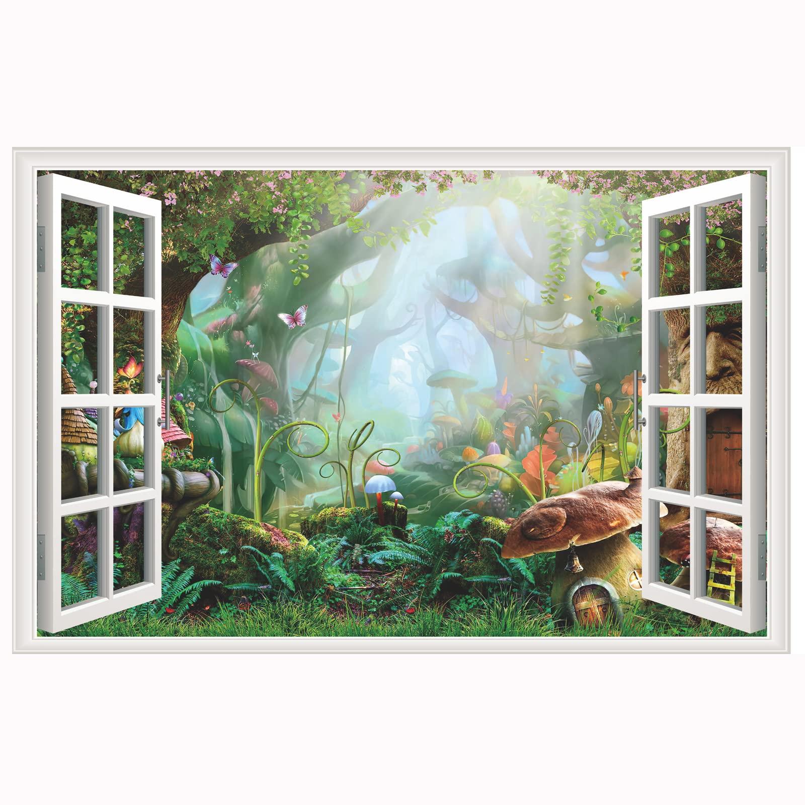 Magical Forest 3D Window View Wall Mushroom House and Fairy Peelable Waterproof PVC Forest Sticker, World, 43.5×70cm, (Green A)
Magical Forest 3D Window View Wall Mushroom House and Fairy Peelable Waterproof PVC Forest Sticker, World, 43.5×70cm, (Green A)