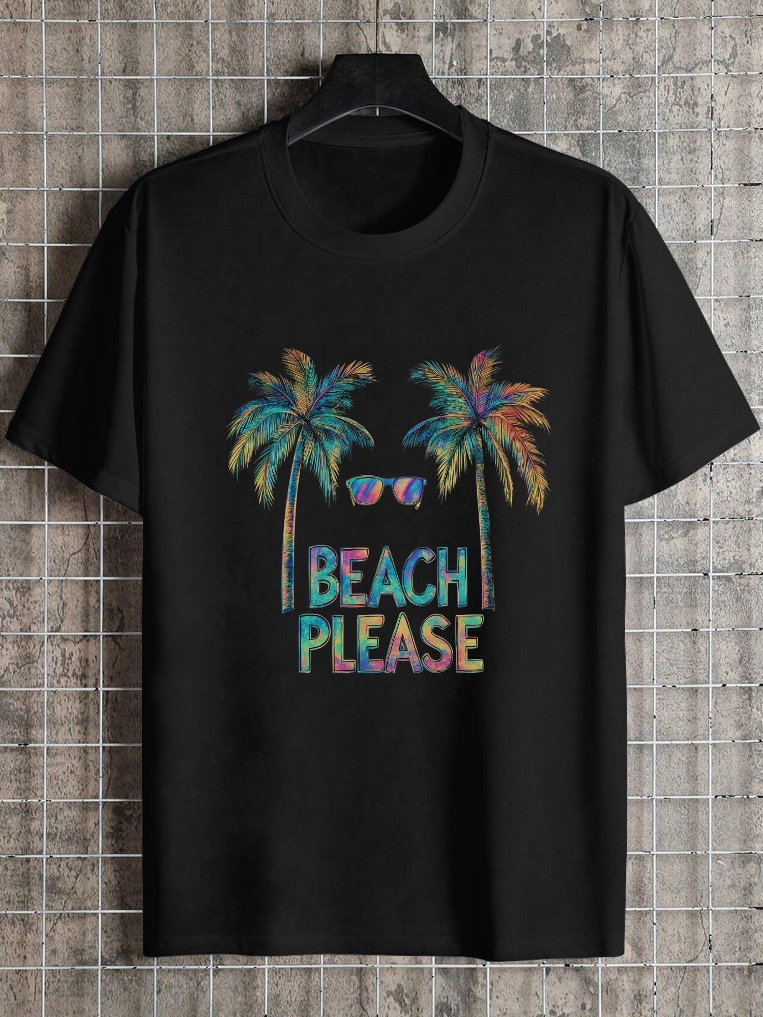 1pc Holographic Palm Tree Graphic T-shirt - 180g Cotton Crew Neck Short Sleeve Tee with Beach Please Print S
1pc Holographic Palm Tree Graphic T-shirt - 180g Cotton Crew Neck Short Sleeve Tee with Beach Please Print S