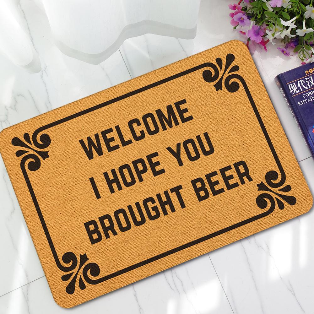 45*75cm/40*60cm Welcome I Hope You Brought Wine / Beer Printed Funny Doormat Saying Quotes Anti-slip Floor Mat Area Rugs 40X60cm
45*75cm/40*60cm Welcome I Hope You Brought Wine / Beer Printed Funny Doormat Saying Quotes Anti-slip Floor Mat Area Rugs 40X60cm