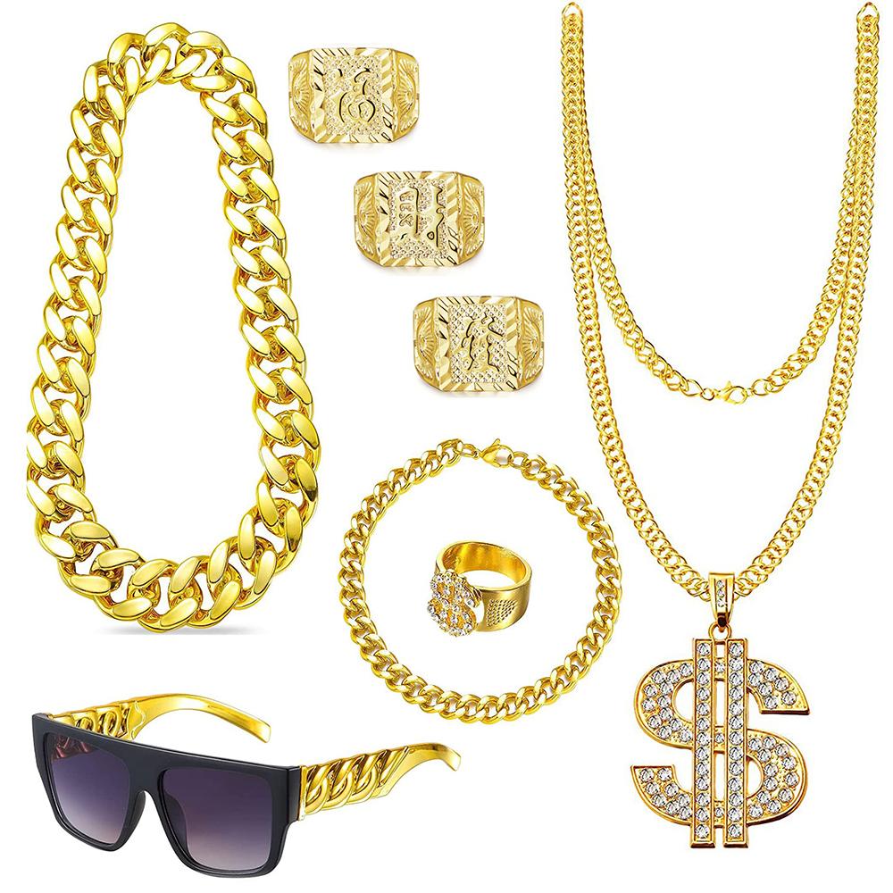 Jardme 80s 90s Hip Hop Jewelry Set for Men Costume Kit Old School Rapper Golden Rope Chain Bracelet Dollar Sign Chain Jewelry
Jardme 80s 90s Hip Hop Jewelry Set for Men Costume Kit Old School Rapper Golden Rope Chain Bracelet Dollar Sign Chain Jewelry