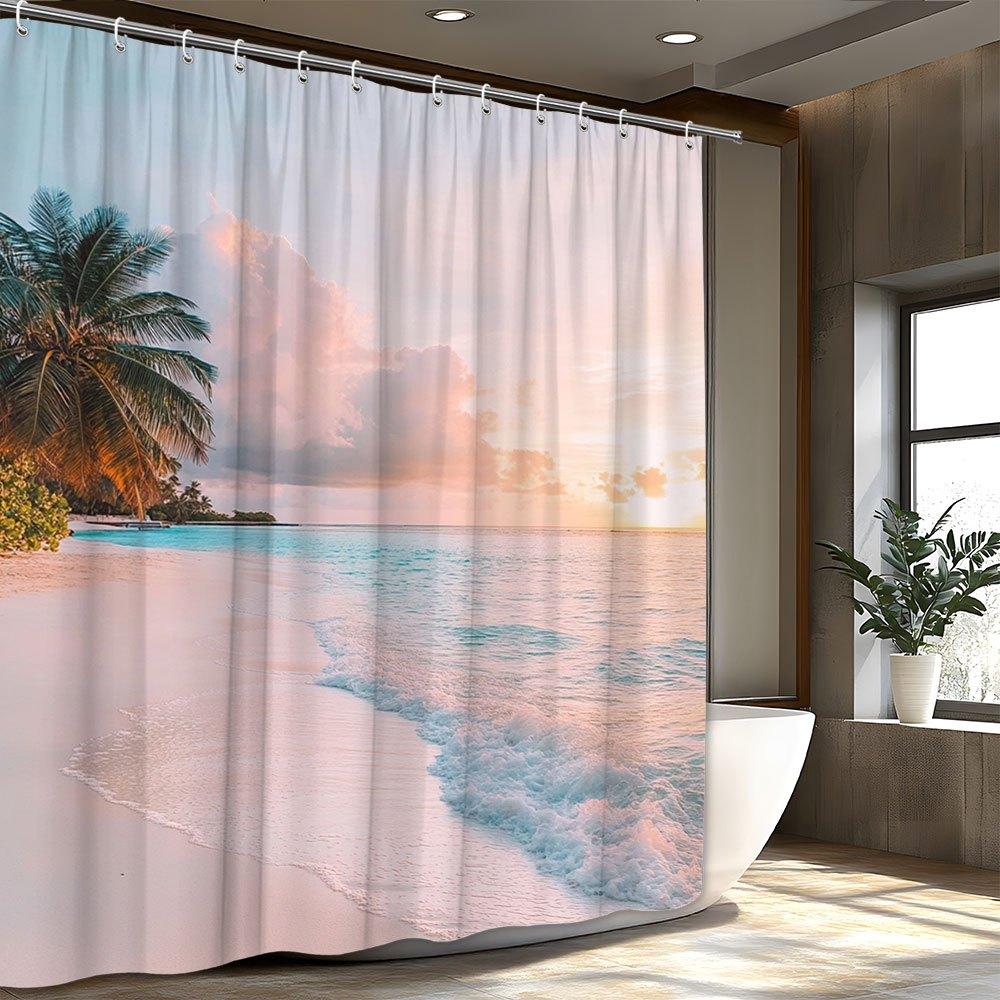 Tropical Sunset Beach Scene Shower Curtain 12 Hooks, Machine Washable Beach Theme Decorative Bathroom Shower Curtain W60H190(CM)-1 Pcs
Tropical Sunset Beach Scene Shower Curtain 12 Hooks, Machine Washable Beach Theme Decorative Bathroom Shower Curtain W60H190(CM)-1 Pcs