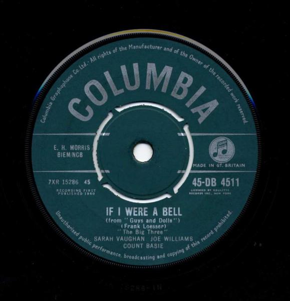 7inch Record SARAH VAUGHAN, JOE WILLIAMS, COUNT - If I Were A Bell 45DB4511 Columbia 1960 UK Blues Used
7inch Record SARAH VAUGHAN, JOE WILLIAMS, COUNT - If I Were A Bell 45DB4511 Columbia 1960 UK Blues Used
